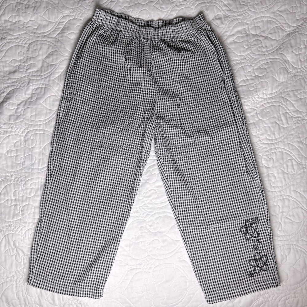 Bobbie Brooks Monochrome Cotton Black White Gingham Checker Cropped Pants M EUC